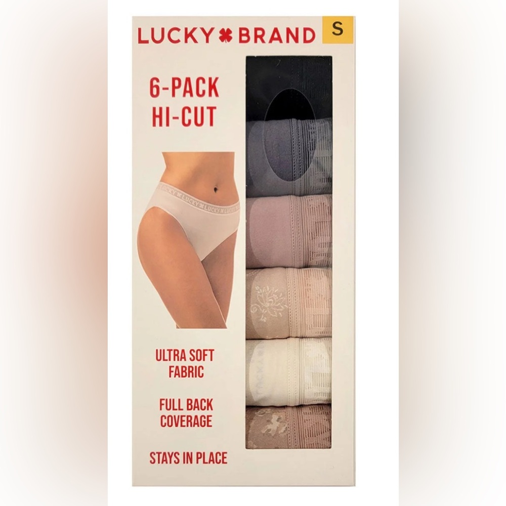 Lucky Brand Women's 6-Pack Ultra Soft 4-Way Stretch Tag Free Panties 🆕 in box